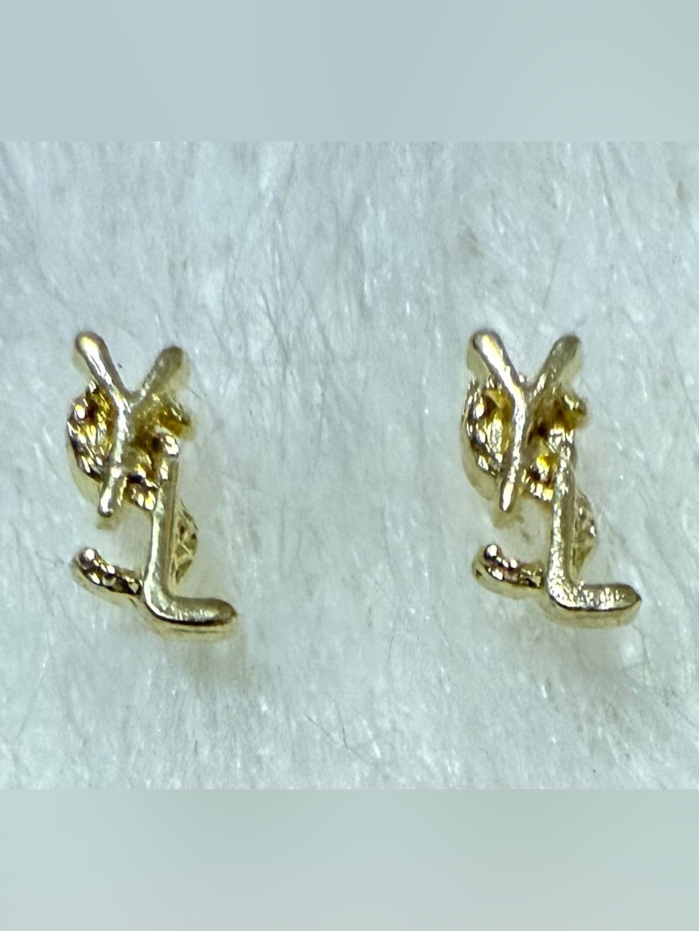 Gold Tone Initial YSL MINI-Stud Earrings